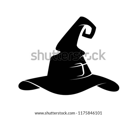 Black silhouette of halloween witch hat. Vector illustration