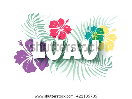 Hawaiian Luau Colorful background. Party Sign. Vector illustration