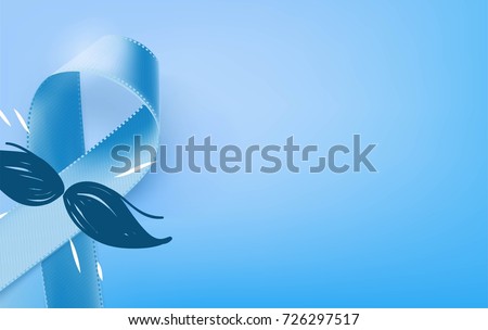 Prostate Cancer Blue Awareness Ribbon Background. Prostate cancer awareness symbol, isolated on blue background. Vector illustration 商業照片 © 