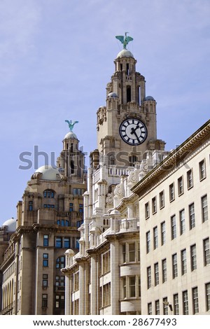The Royal Liver Building Twin Towers, Liverpool, England, UK