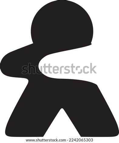 Black silhouette of a meeple on a white background. Family board games logo. background is excluded.