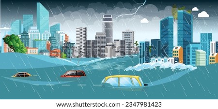  flooding uk vectors.  flooding asia , usa , house ,street and city.