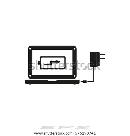 Laptop charging icon, vector illustration