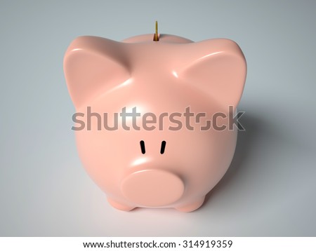 Isolated piggy bank front-view.