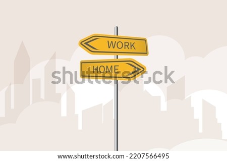 Direction sign. Direction sign with signpost arrows to the right and left. Direction road sign with home and work words. Signpost icon. Road signs templates for direction. Vector illustration