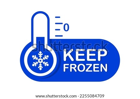 Keep frozen label. Keep frozen - badges for product. Keep frozen product labels. Storage in refrigerator and freezer. Suitable for product label. Vector illustration isolated on white background