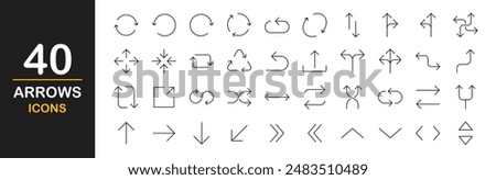 Linear arrow icons set. Collection different arrows sign. Arrow for the website and app. Set of flat icon, signs, symbols arrow for interface design, web design, apps and more