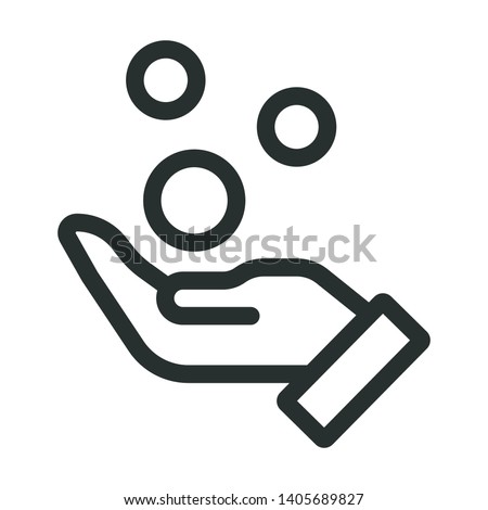 coins on hand - minimal line web icon. simple vector illustration. concept for infographic, website or app.