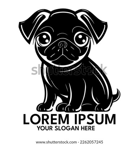 Pug silhouette, logo style vector illustration