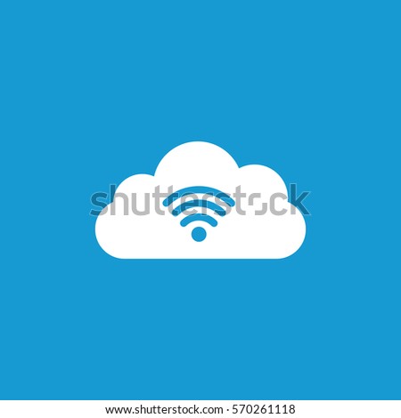 cloud wifi icon on blue background to use in web and mobile UI