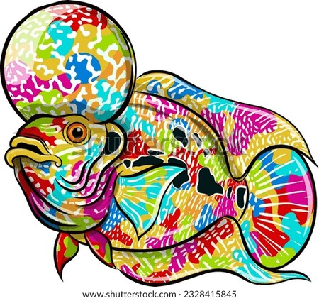 louhand fish vector colored like a rainbow colorful namoak suitable for louhand fish lovers to make a logo