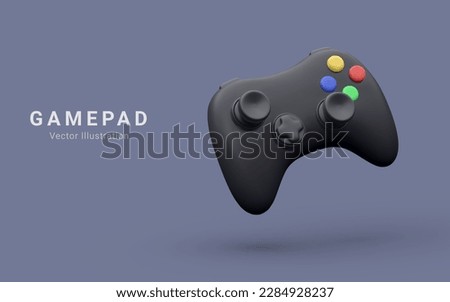 Game controller in vector. Black Joystick vector illustration. Gamepad for game console. 3D render 