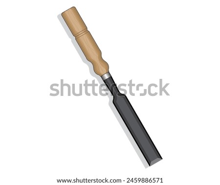 vector design of a tool called a chisel which is usually used to carve objects the handle is made of wood and the bottom is made of iron