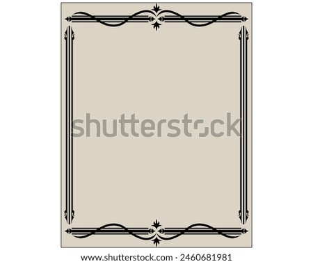 vector design of a frame with lines which are usually called lines dividers or borders on the sides of the paper consisting of several lines filled with symbols and black engravings on the four corner