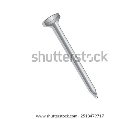 vector design of a sharp nail made of steel or iron and is usually used to strengthen the joints of objects in a building