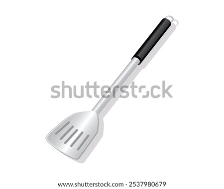 Vector design of a tool for frying or turning food over a container such as a skillet or similar called a spatula made of iron