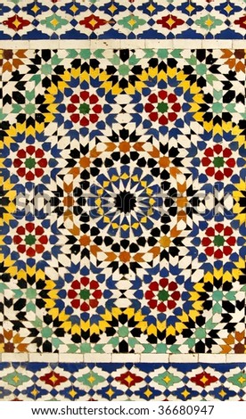 Traditional Moroccan tile pattern, very common in Morocco