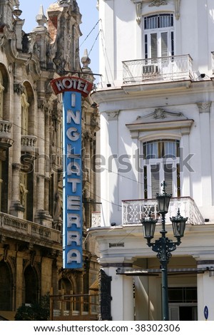 HAVANA, CUBA - MARCH 16: Legendary Hotel Inglaterra. A perfect example of neoclassic architecture and dating back to 1875, it\'s the oldest hotel in Cuba. Havana Vieja, Cuba, March 16 2009