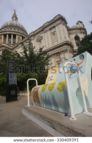 London - September 14, 2014: The Books About Town parade of Book Benches was held in aid of the National Literacy Trust.