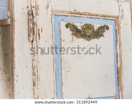 Old French Door with Chipped Paint