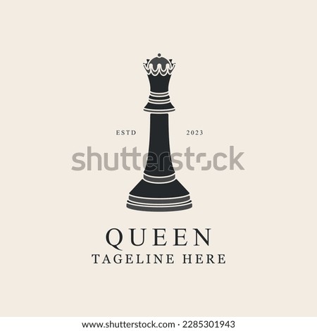 queen chess line art design logo vector