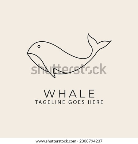 whale line art design logo vector illustration