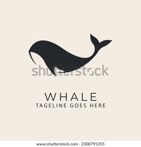 whale line art design logo vector illustration