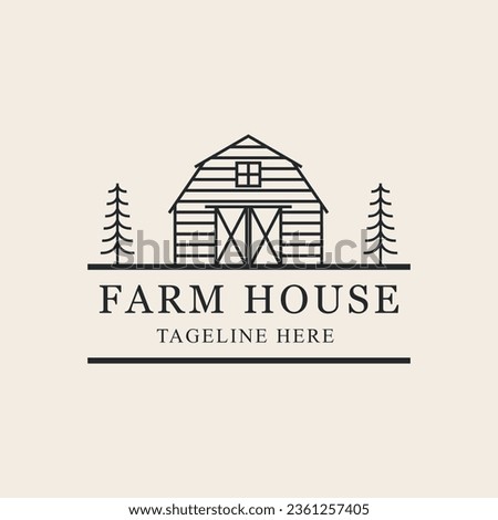 farm or barn house line art logo vector symbol design illustration