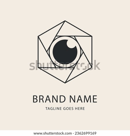 camera lens line art logo design vector
