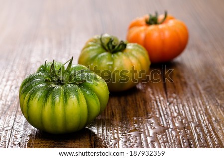 Red and green italian bovine heart tomatoes