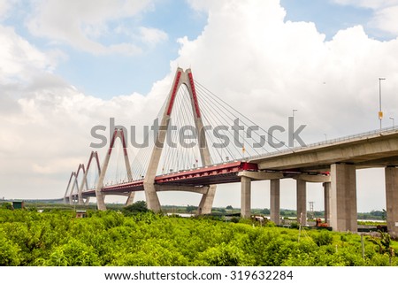 Nhat Tan Bridge( Vietnam- Japan Friendship Bridge) is a cable-stayed bridge crossing the Red River in Hanoi. It forms part of a new six-lane highway linking Hanoi and Noi Bai International Airport