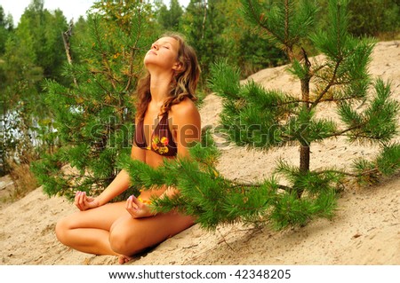 Young pretty girl together with nature. Relax time.