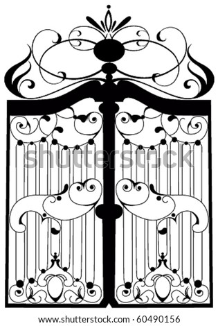 Vector Beautiful Wrought Iron Gate Illustration - 60490156 : Shutterstock