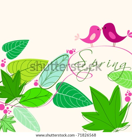 Vector Cute Floral Spring Birds Illustration - 71826568 : Shutterstock