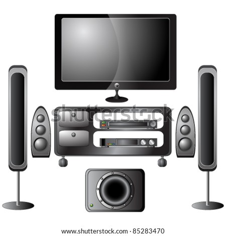 Vector set of detailed home theater icons