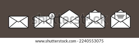 Mail vector icon. The letters in envelopes. The unread message. A new message. An e-mail. A busyness letter. Reading the mail. Checking the post