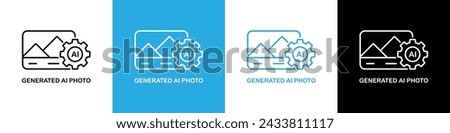Photo generated by AI icon. Vector symbol generated ai. Machine learning design. Smart network digital technology. AI. Vector illustration