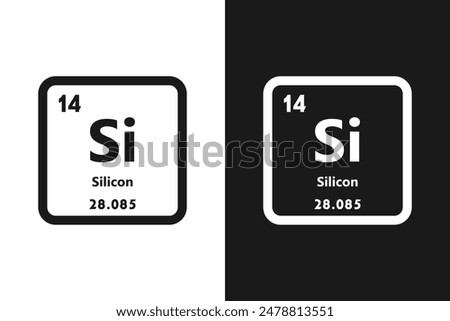 Silicon, Si, chemical periodic element icon. The chemical element of the periodic table. Sign with atomic number. Silicon element