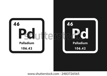 Palladium, Pd, chemical periodic element icon. The chemical element of the periodic table. Sign with atomic number. Palladium element