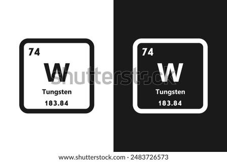 Tungsten, W, chemical periodic element icon. The chemical element of the periodic table. Sign with atomic number. Tungsten element