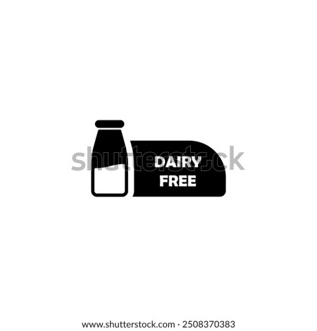 Dairy free sticker, label, stamp, sign or symbol for food packaging. Dairy free. Allergen free product.