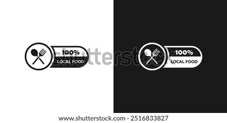 Local food sign. 100% local food icon, sticker, label or food packaging stamp. Sign for cafe or restaurant.