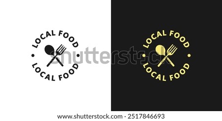 Local food sign. Local food logo, icon, label, sticker or package stamp. Local products. Restaurant and frozen meals concept. Vector