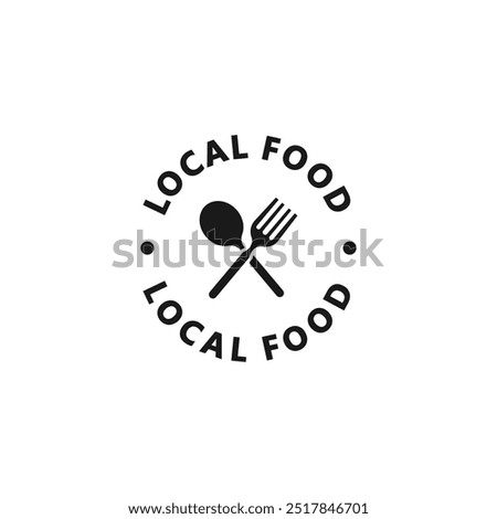 Local food sign. Local food logo, icon, label, sticker or package stamp. Local products. Restaurant and frozen meals concept. Vector