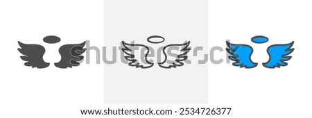 Holy wings vector icon. Filled flat sign for mobile concept and web design. Angel wings with nimbus glyph icon. Symbol, logo illustration.