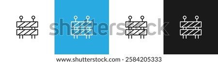 Road barrier icon or sign. Roadblock icon. Road barrier symbol. Guardrail or Road barrier. Vector icon