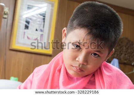 Asian boy love Children in Asian eyes staring at the camera.