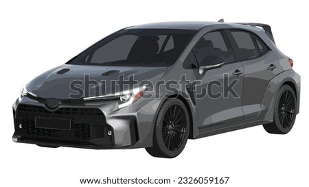 Luxury premium realistic city mini coupe sport colour grey elegant new 3d car urban electric q family power style model lifestyle business work modern art design vector template isolated background