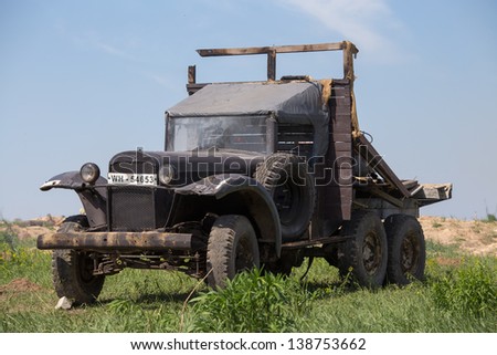 KIEV, UKRAINE - MAY 11 : Soviet army truck GAZ  takes part at the historical reenactment of WWII on May 11, 20113 in Kiev, Ukraine