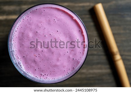 Similar – Image, Stock Photo Strawberry drink close-up. Sweet fruity cocktail